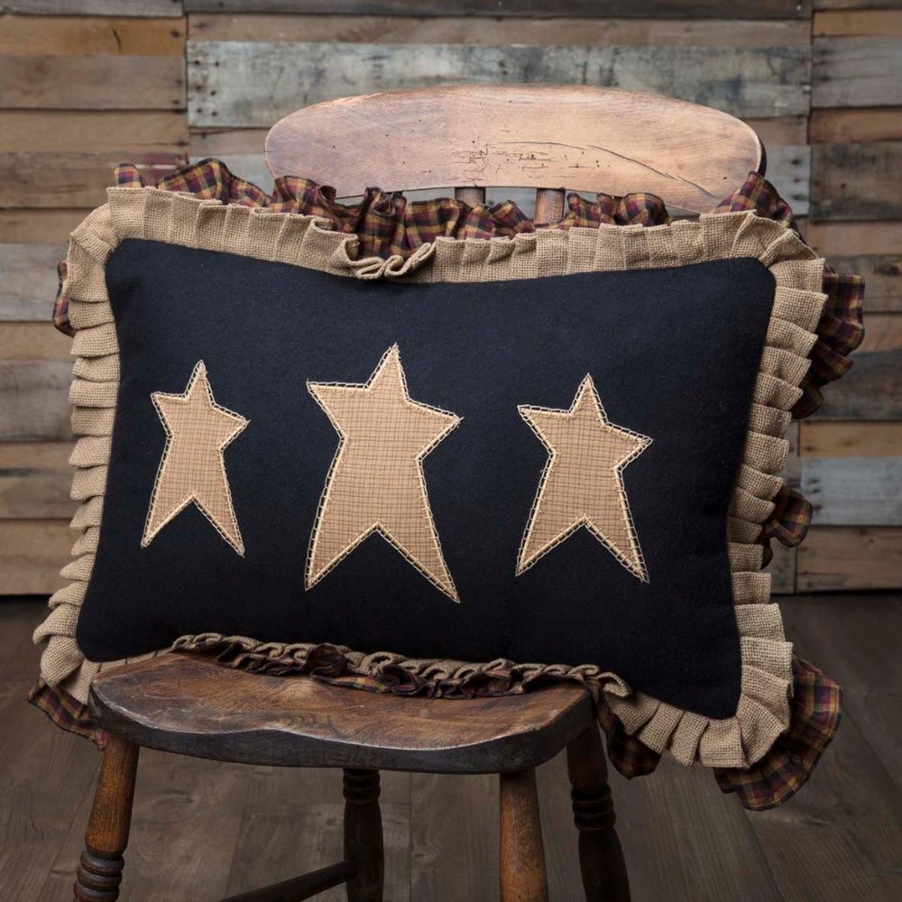 Primitive Star Large Ruffled Throw Pillow